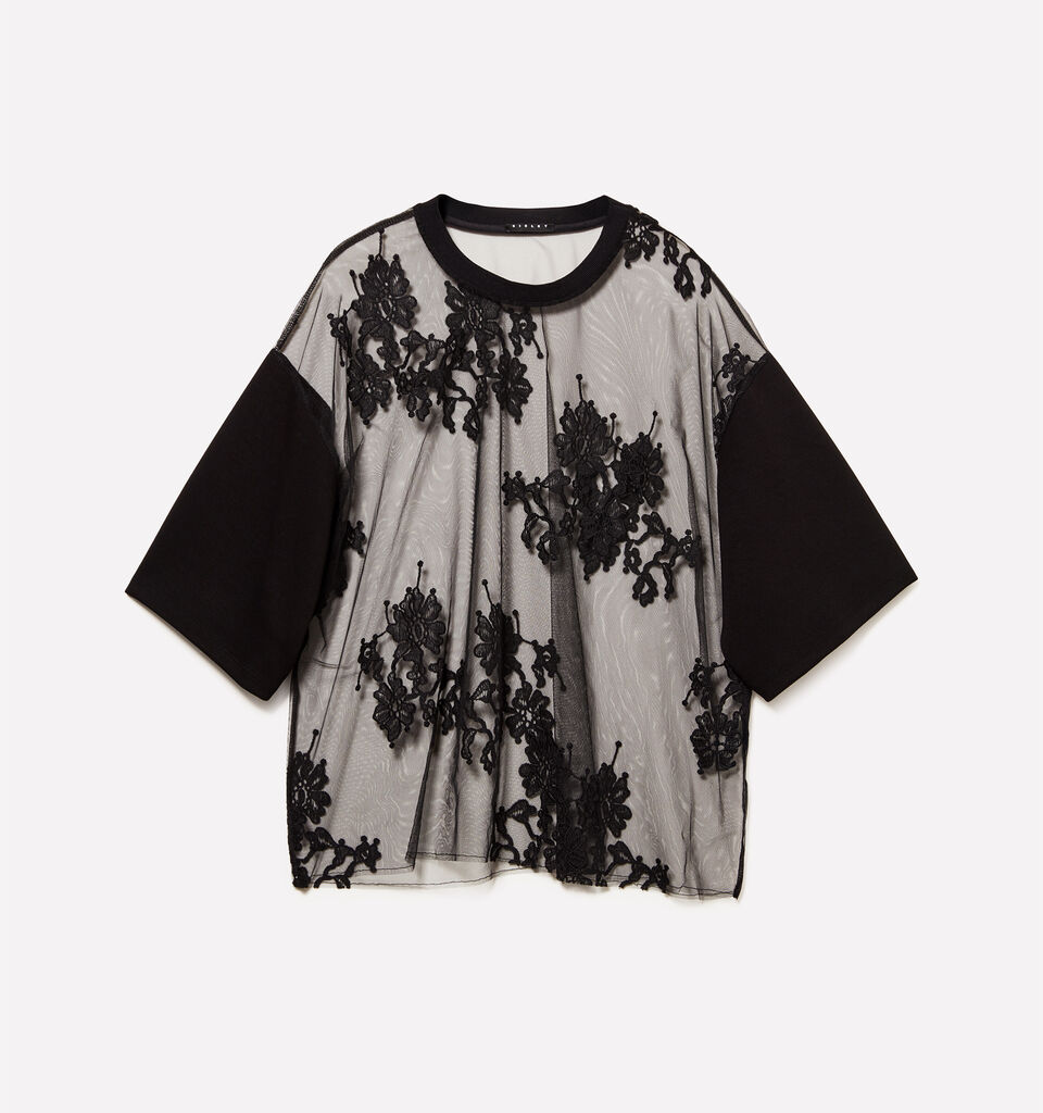 T-shirt nera in pizzo  - t-shirt a manica corta da donna - Nero | Sisley image number 5